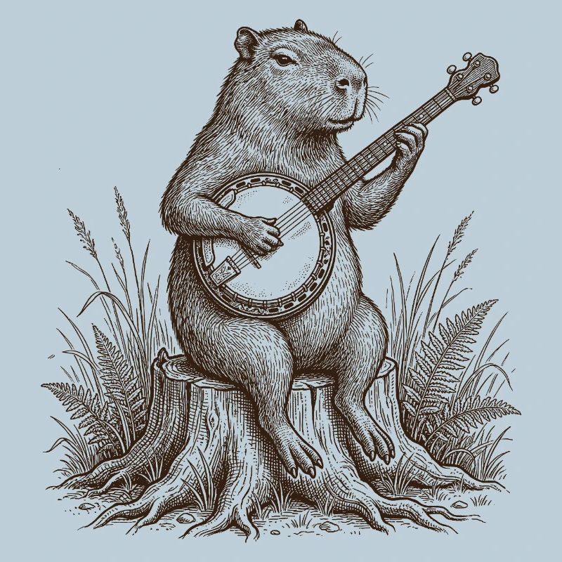 Drôle de capybara jouant du banjo