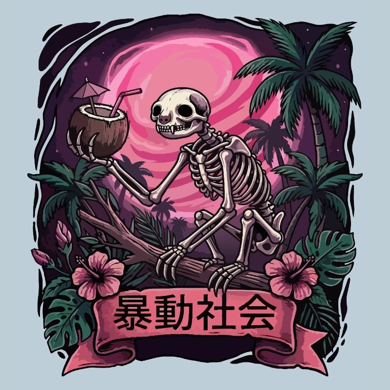 Skeleton Monkey Neon Moon
