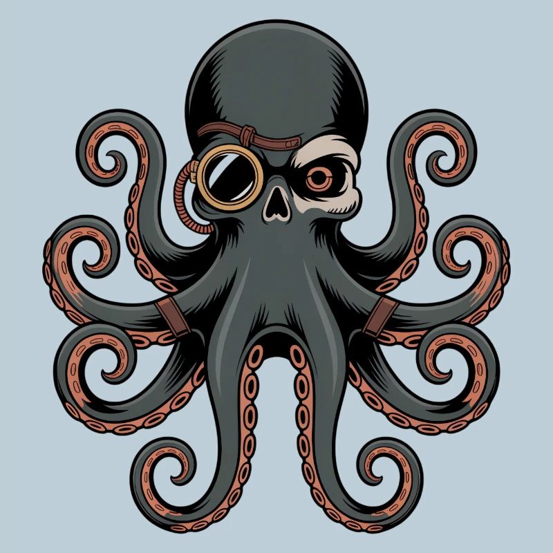 Oktopus Im Steampunk Stil Mit Monokel