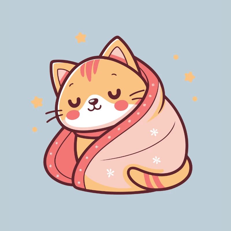 Sleeper Cat Wrapped in Pink Stars
