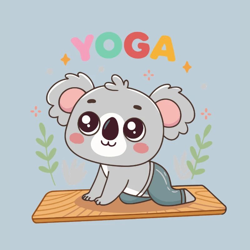 Pastel Koala Yoga on Mat