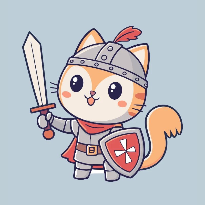 Chat Chevalier Épée et Bouclier