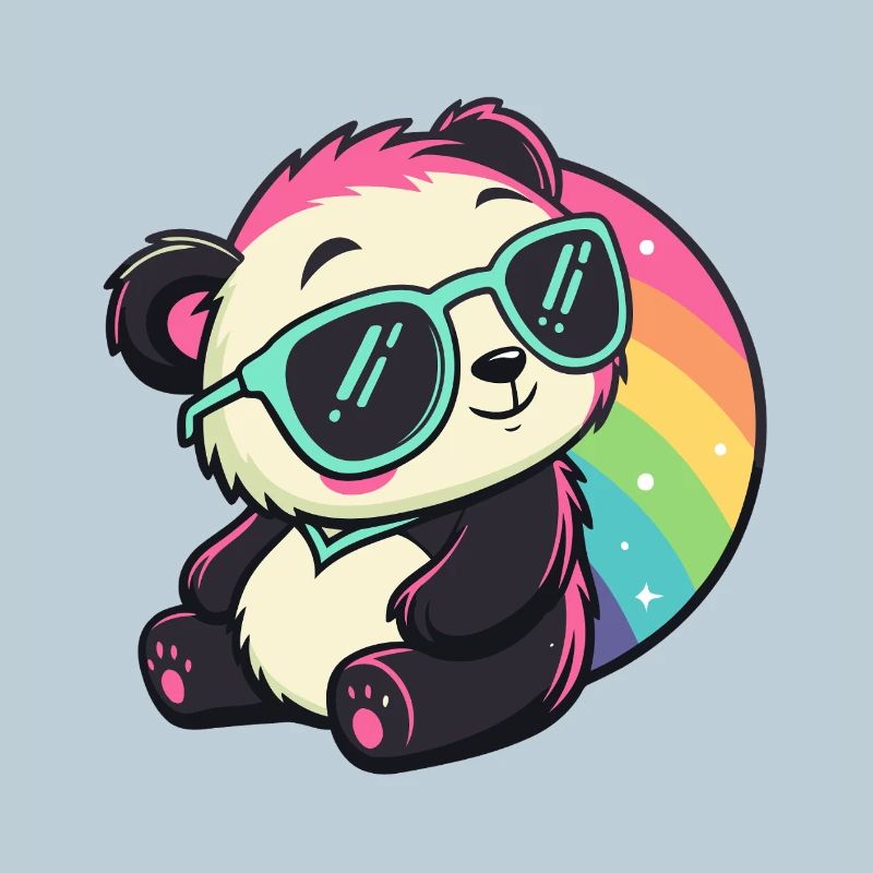 Panda Sonne Kühler Regenbogen