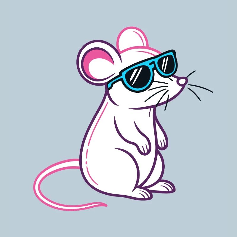 Mouse Retro Blue Glasses