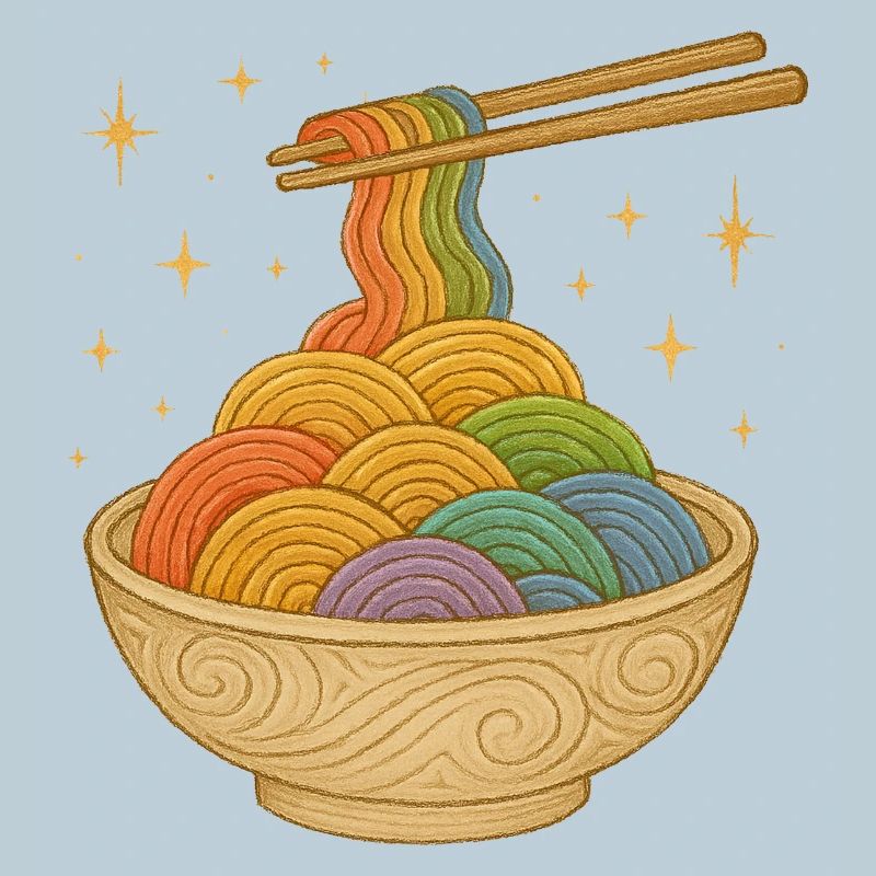 Rainbow Noodle Bowl Illustration