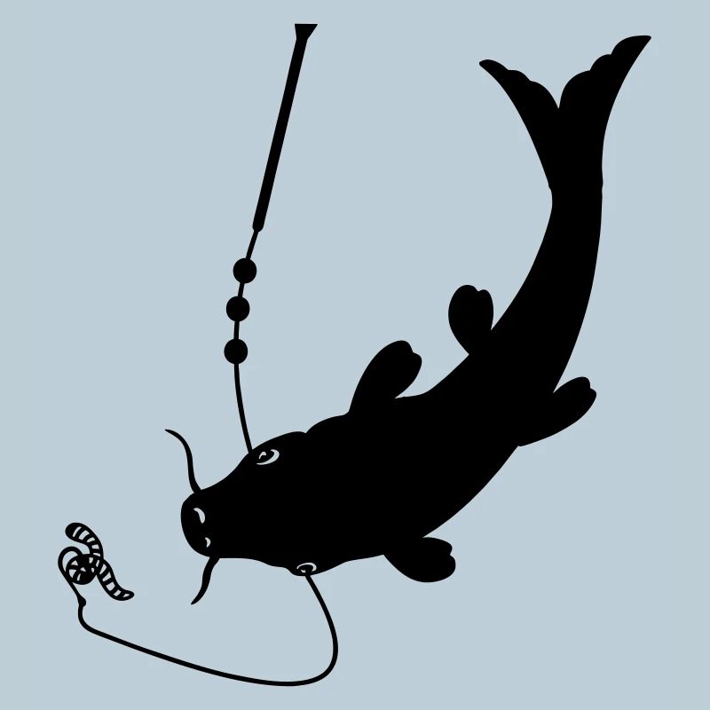 Fish at bait on hook logo