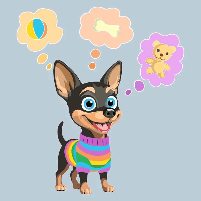 Süßer Hund im Regenbogenpullover für Kinder