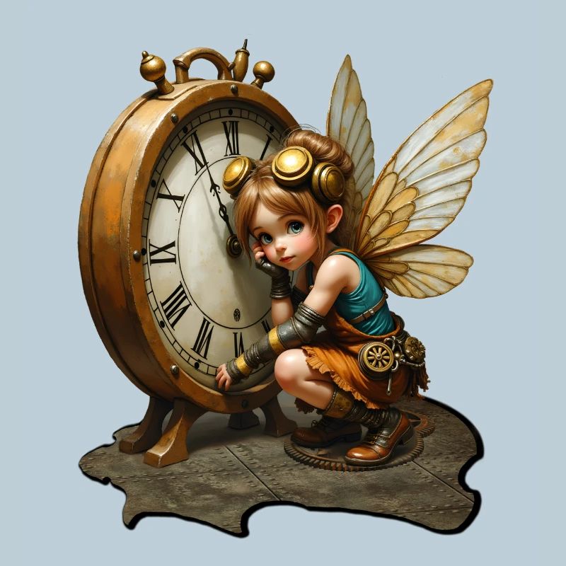 Steampunk Fairy with Antique Clock