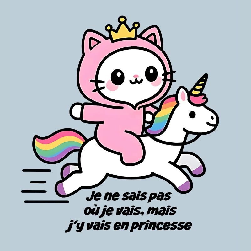 Rosa Katze auf Regenbogen-Einhorn