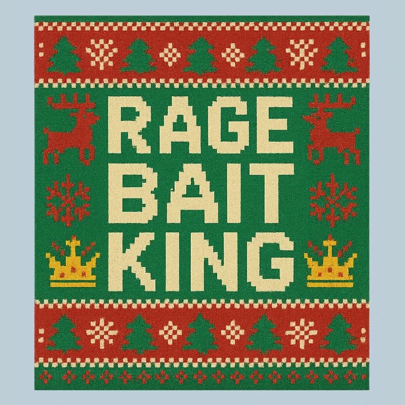 Rage Bait King Hässlicher Pulloverstil, lustiges Meme