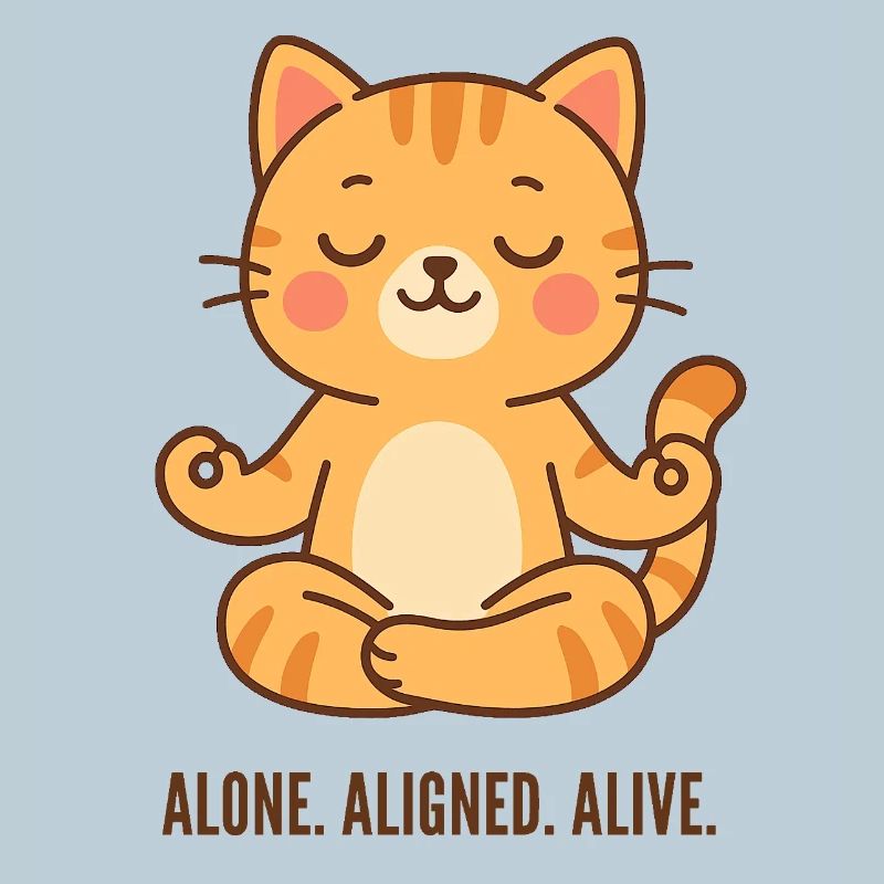 Chat méditant seul, aligné vivant