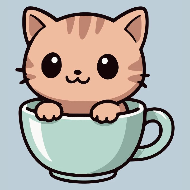 Chat dans une tasse à café - Motif mignon
