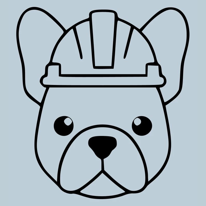 Frenchie Construction Worker Helmet Outline