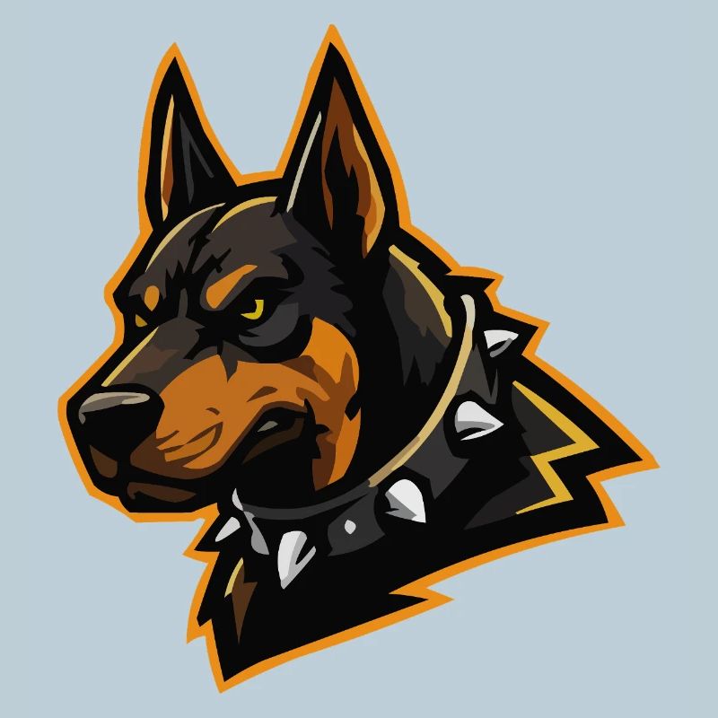 Doberman with spiked collar