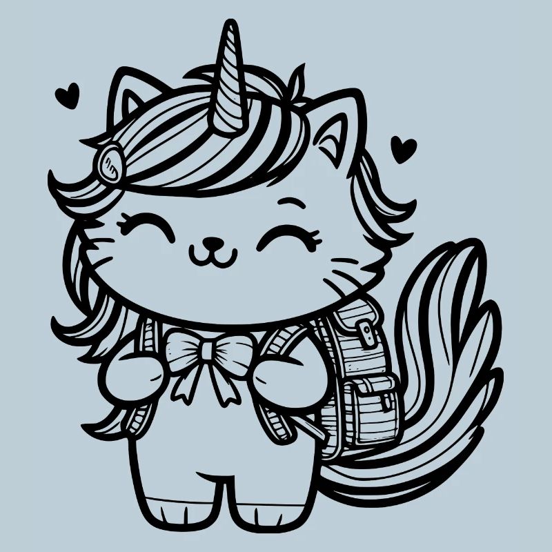Einhornkatze Einschulung (schwarz)