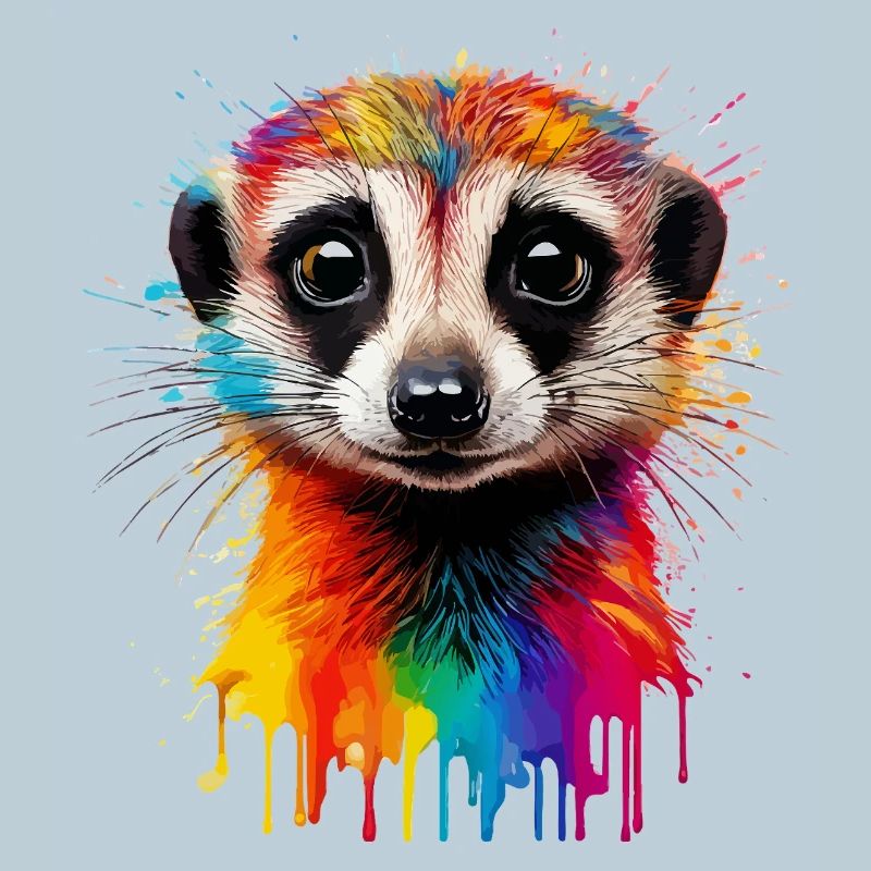 Impression de portrait de suricate coloré
