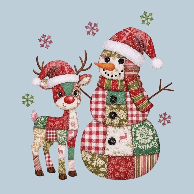 Patchwork Schneemann und Rentier