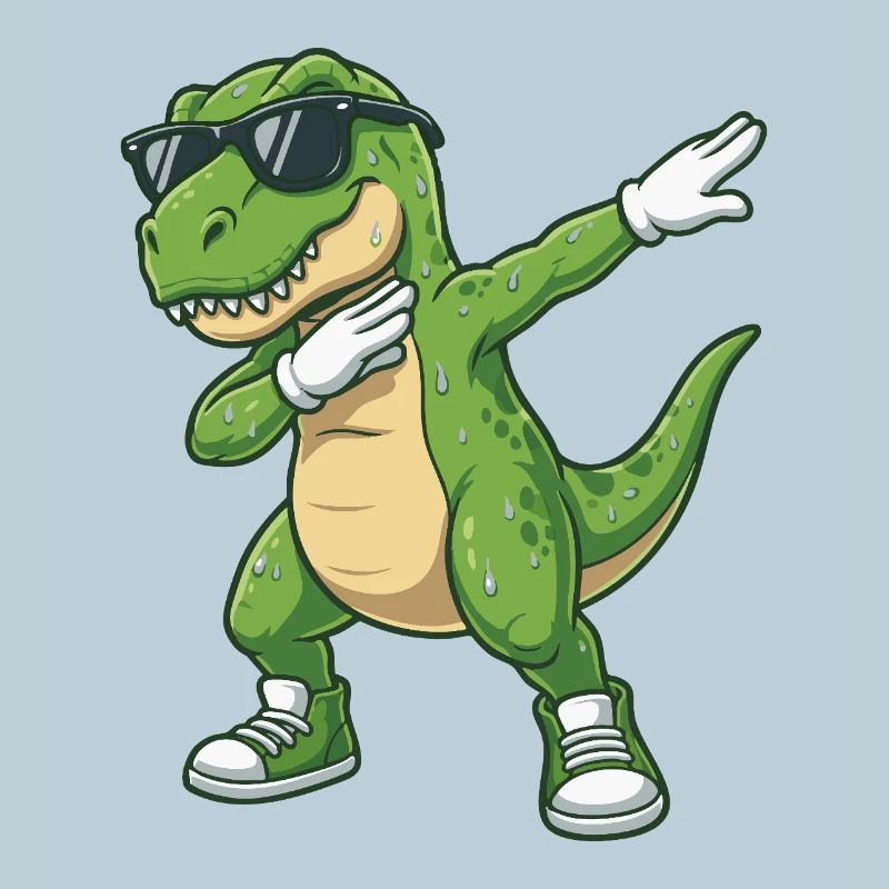 Funny Dabbing Dino Cartoon