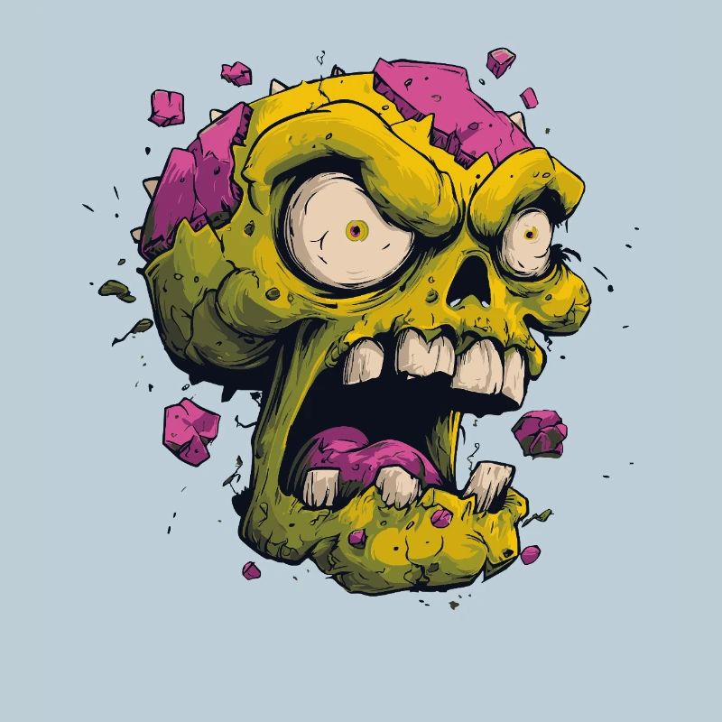 Explodierender Schädel – Comic Horror Motiv