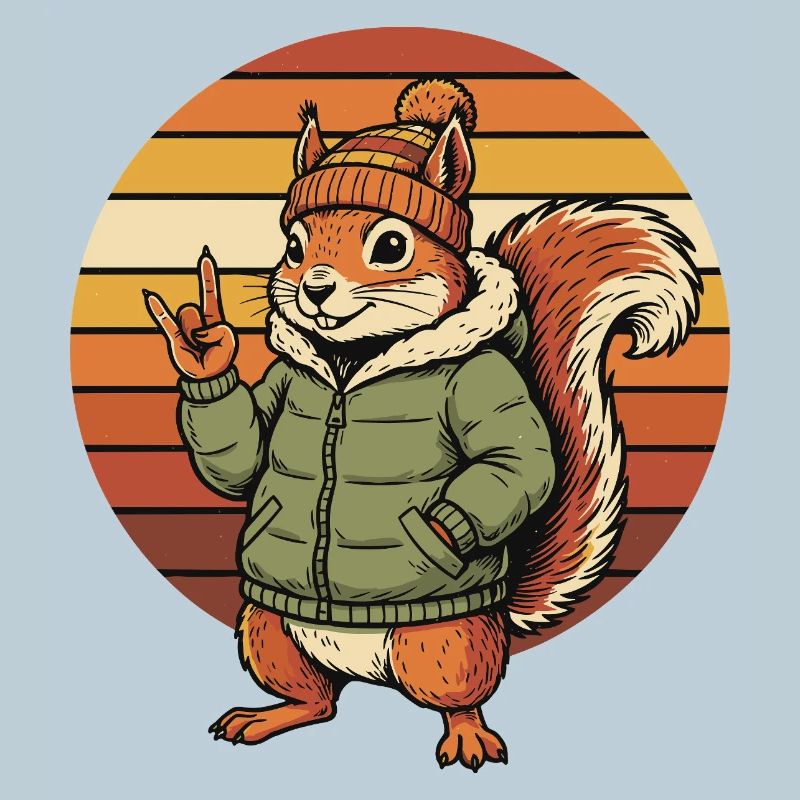 Cool Squirrel - Winter Retro Design