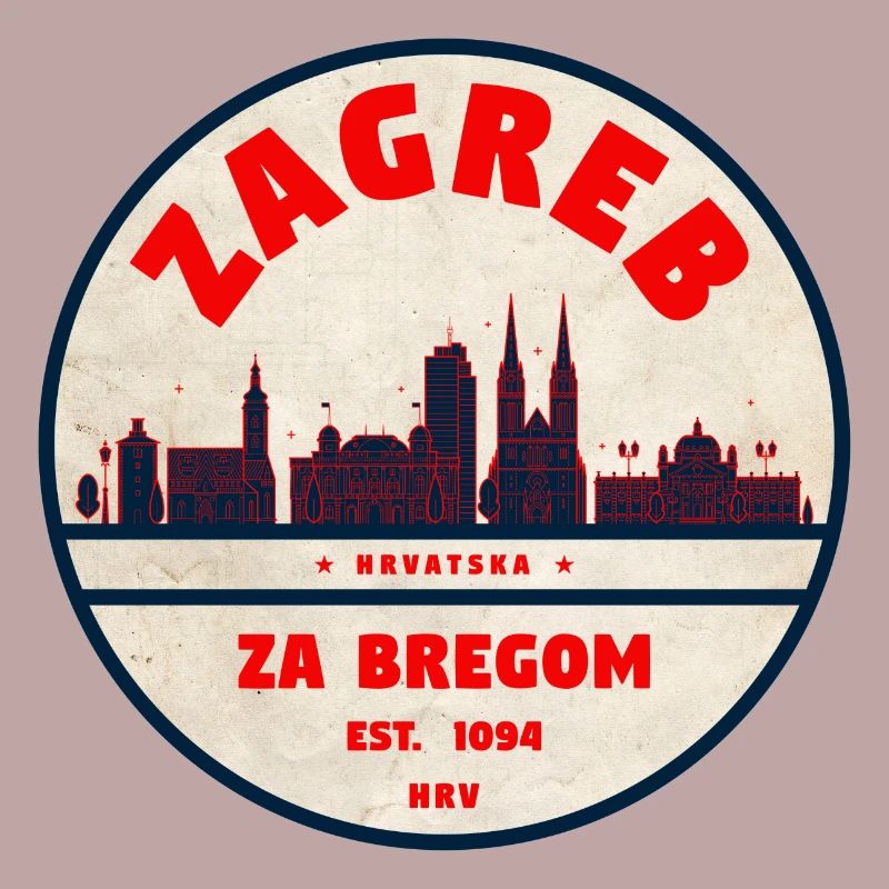 Zagreb Emblem: Retro Skyline