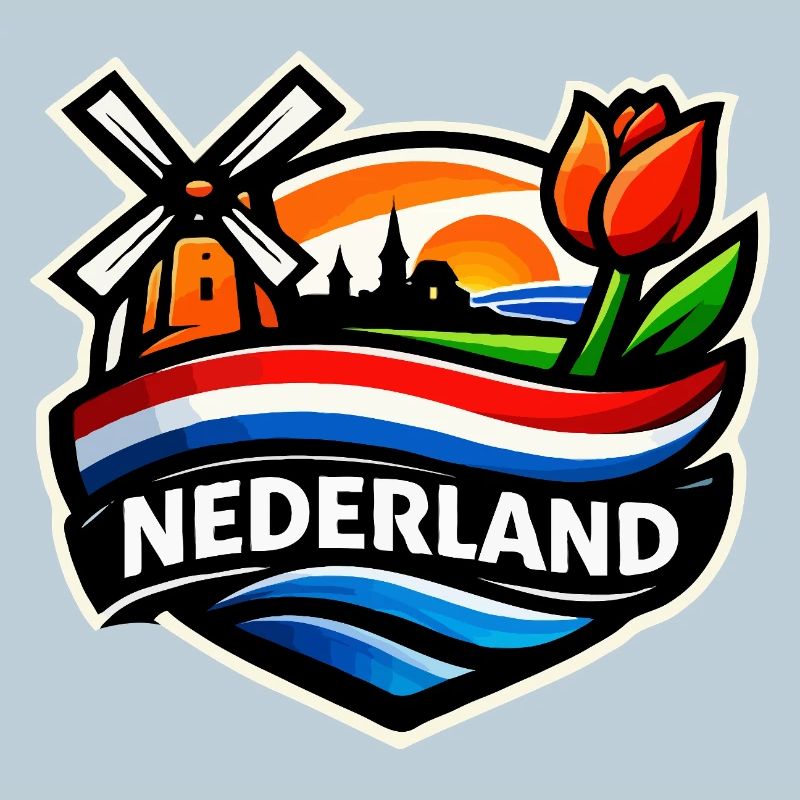 Dutch Sunrise with Windmill Tulips