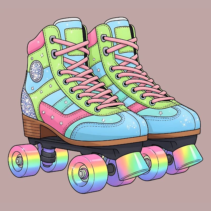 Roller Skates Retro Rainbow 80s 90s