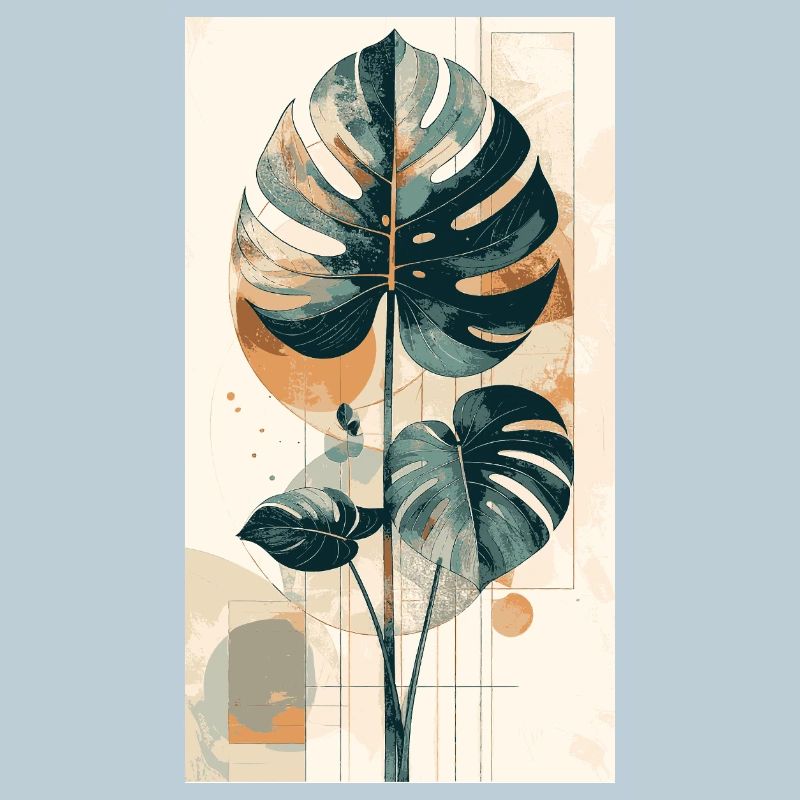 Géométrie du monstera en tons de terre