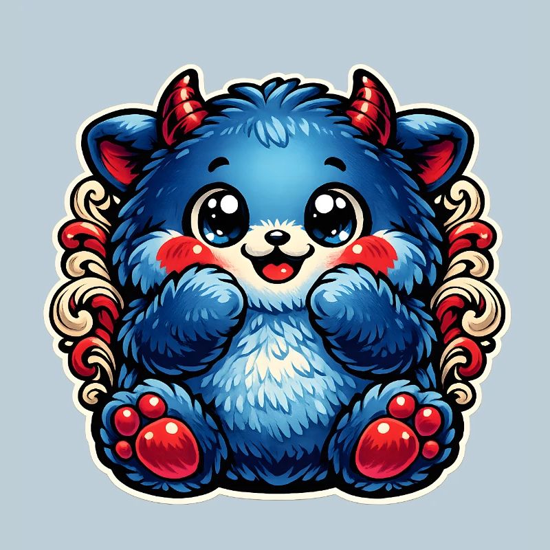 Blue cuddly panda with red paws