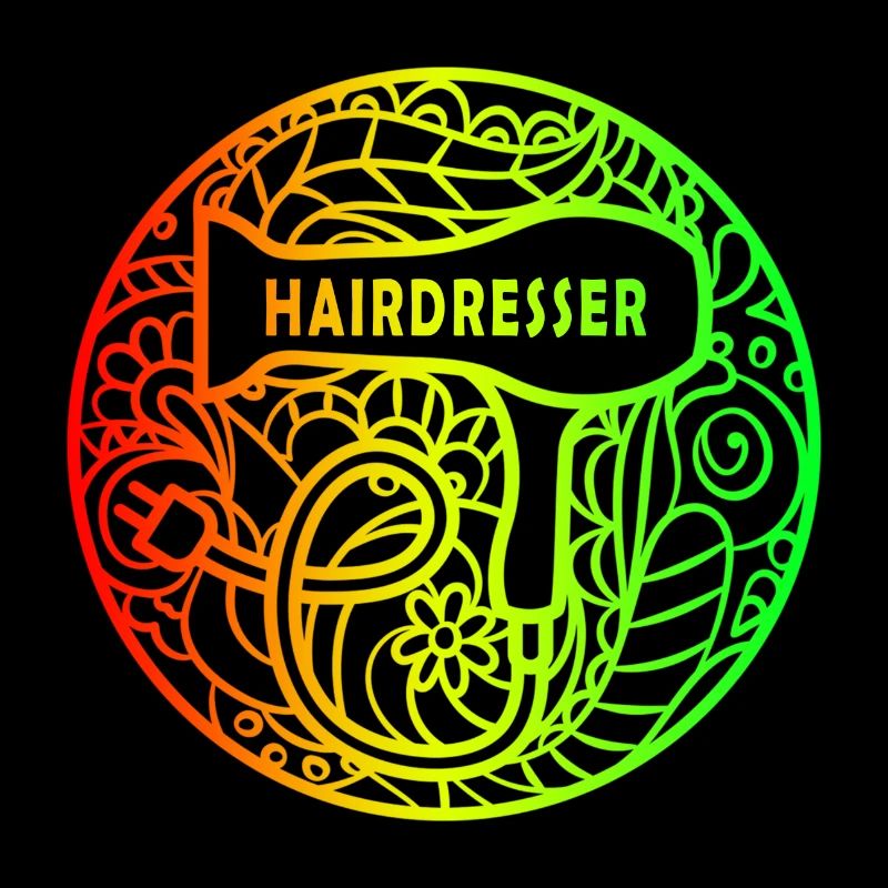 Coiffeur design arc-en-ciel