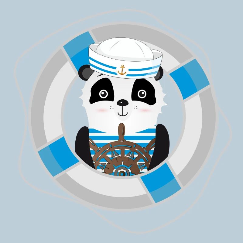 cute panda as a sailor in a navy look
