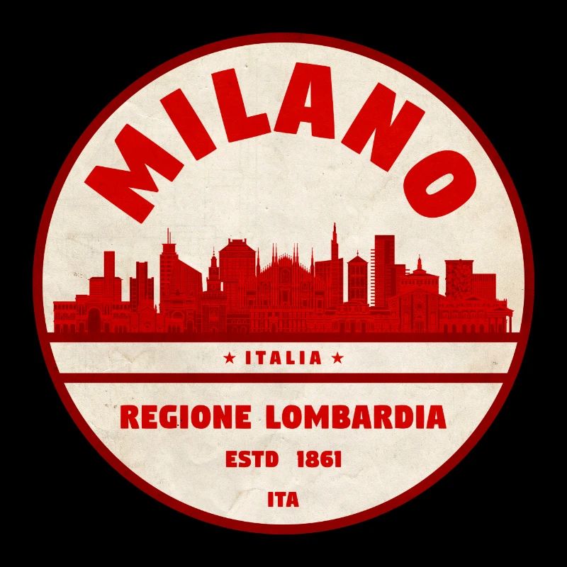 Milano Lombardia Retro Skyline