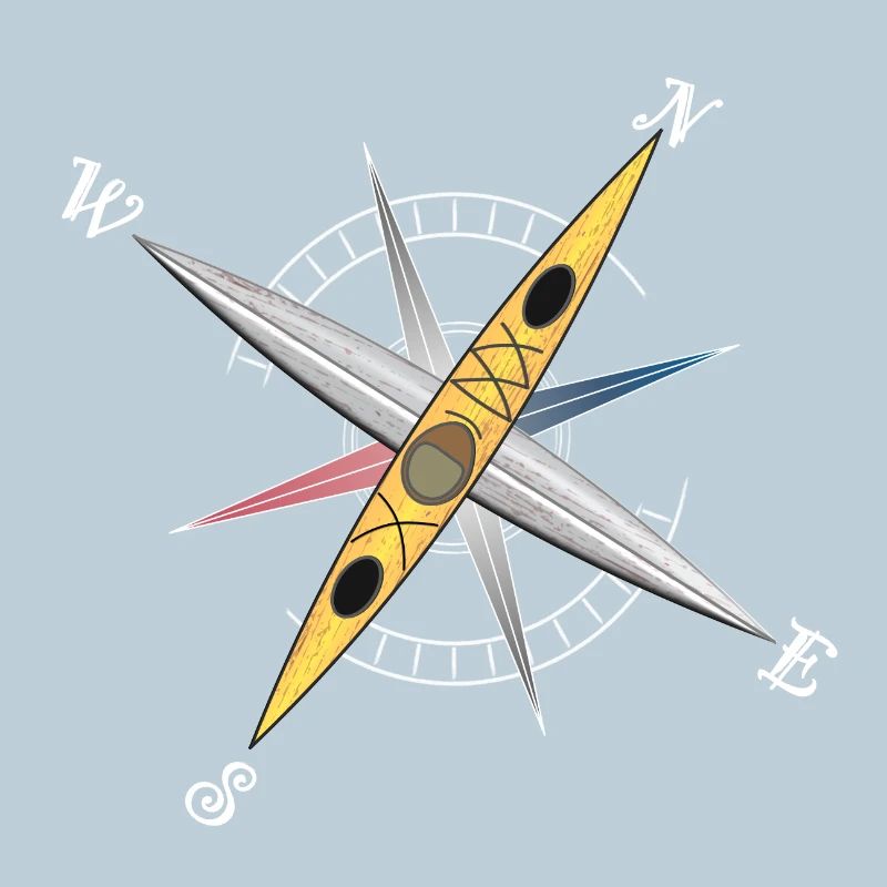 Cooles Kajak Design mit Kompassrose, gelbes Kajak