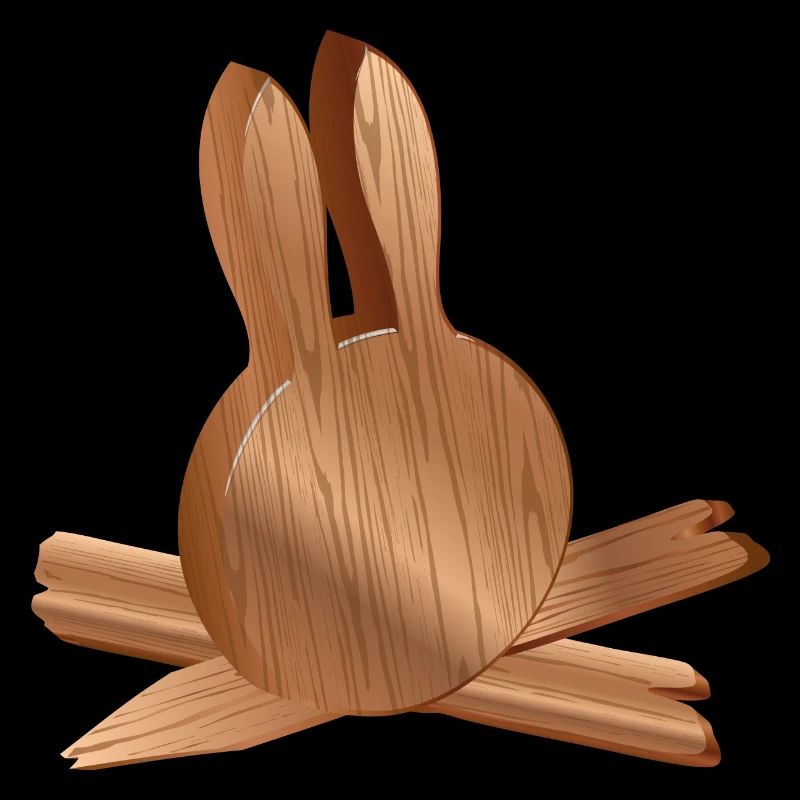 Rabbit head in wood look with wood grain