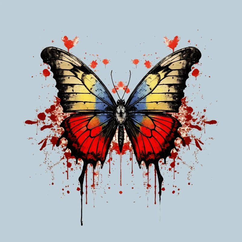 Papillon coloré avec motif d’éclaboussures de sang