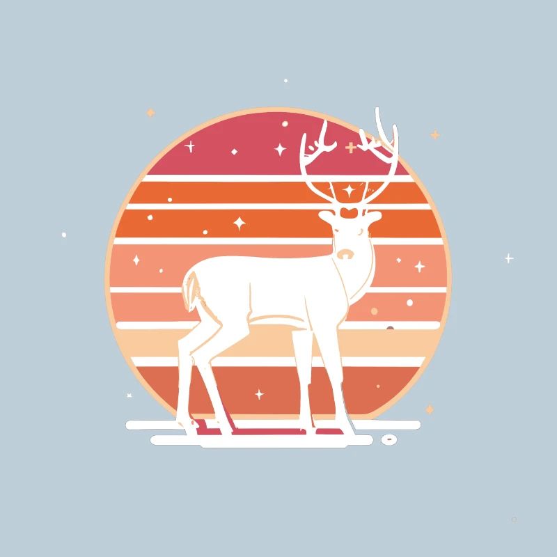 Retro Sunset Deer