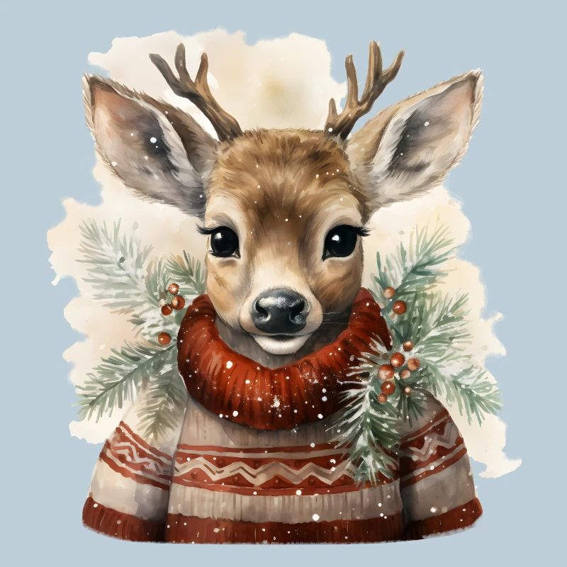 Deer in winter sweater