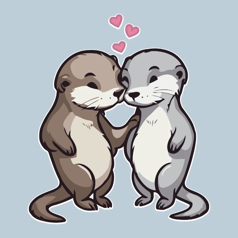 Verliebte Otter Herzen Liebe