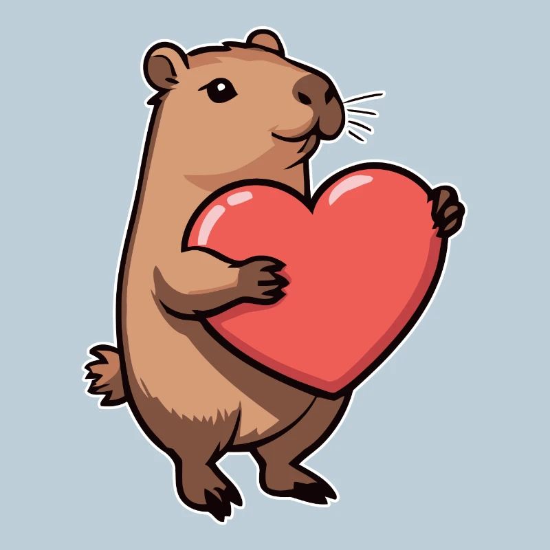 Capybara avec coeur Saint-Valentin