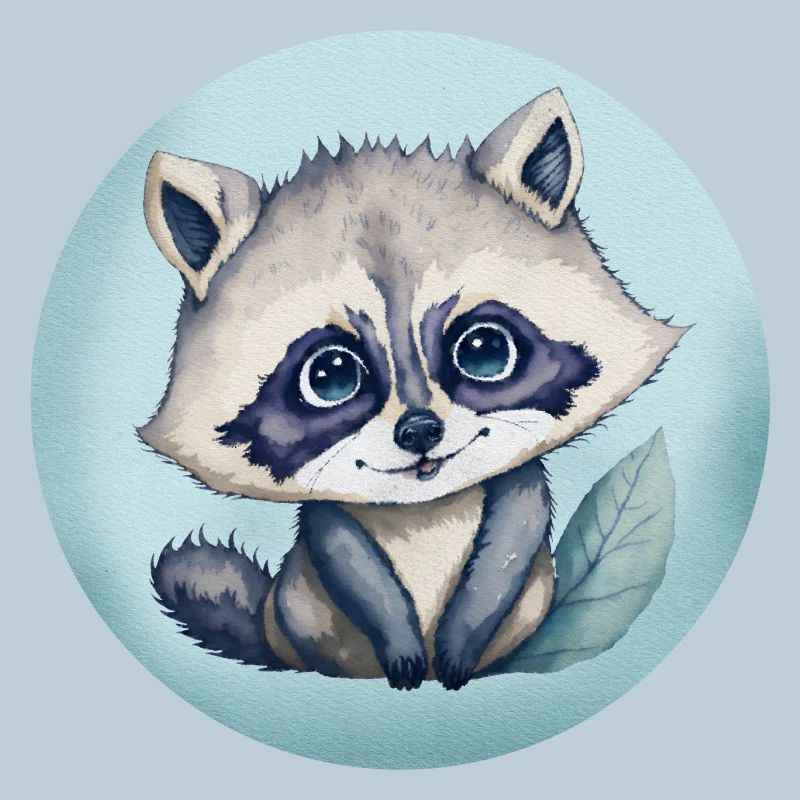 Illustration aquarelle Bébé Raton-laveur Mignon