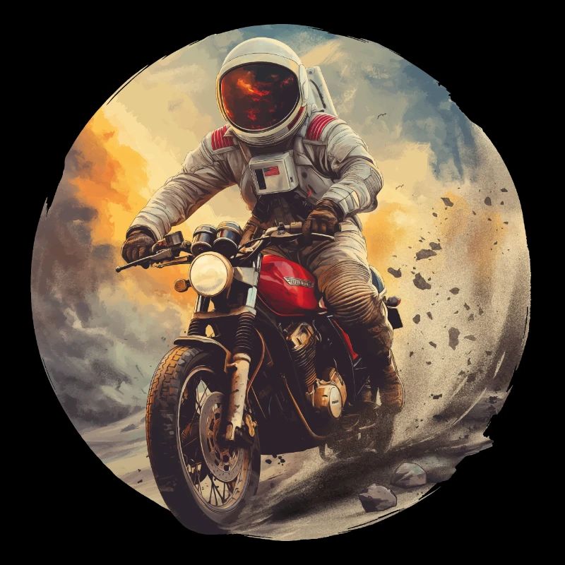 Un astronaute sur une moto