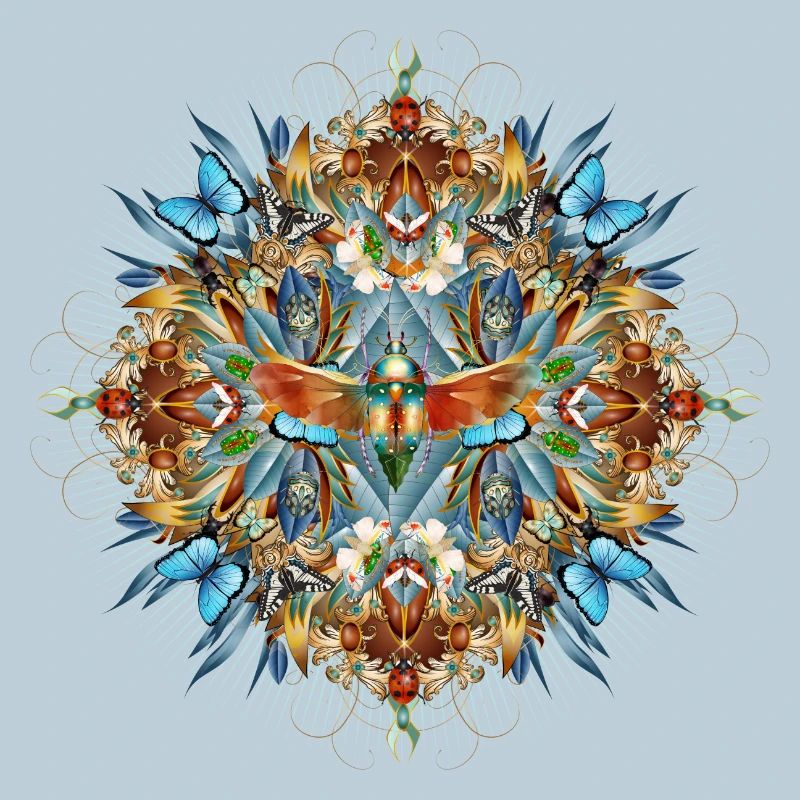 Amulette artistique composée d’insectes en forme florale