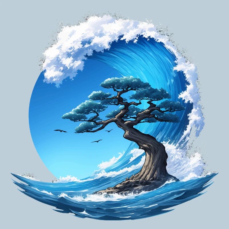Ein Baum unter einer Welle