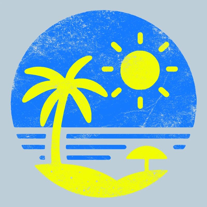 Vintage Beach Blue Yellow