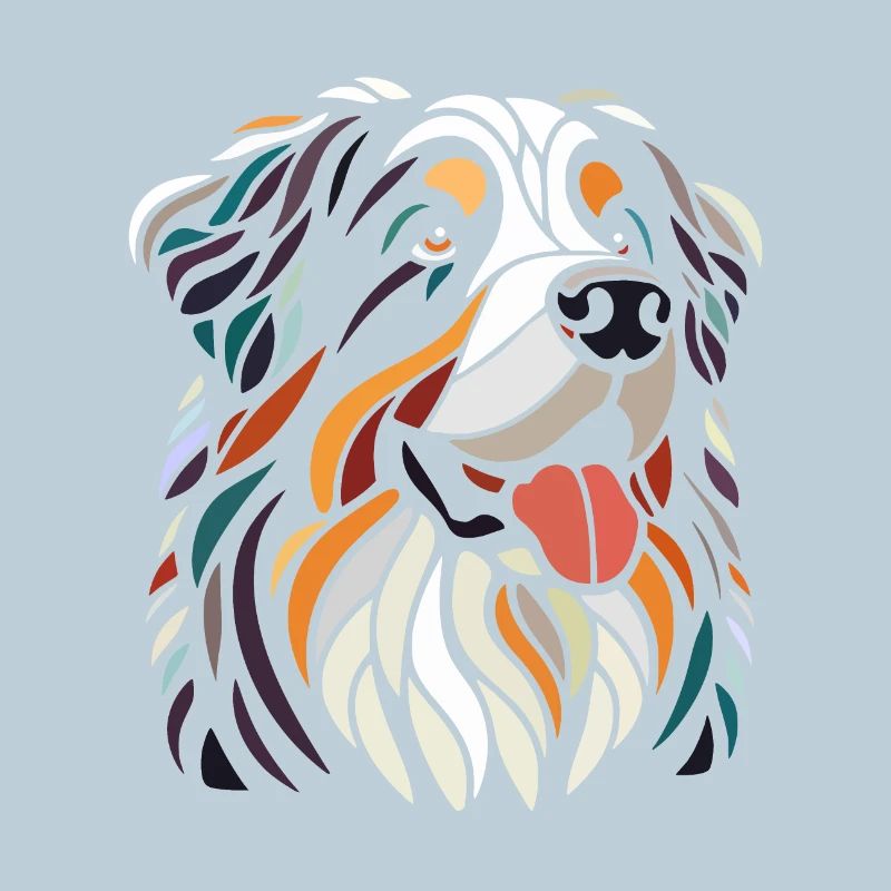 Multicolor Bernese Mountain Dog Head Geom art
