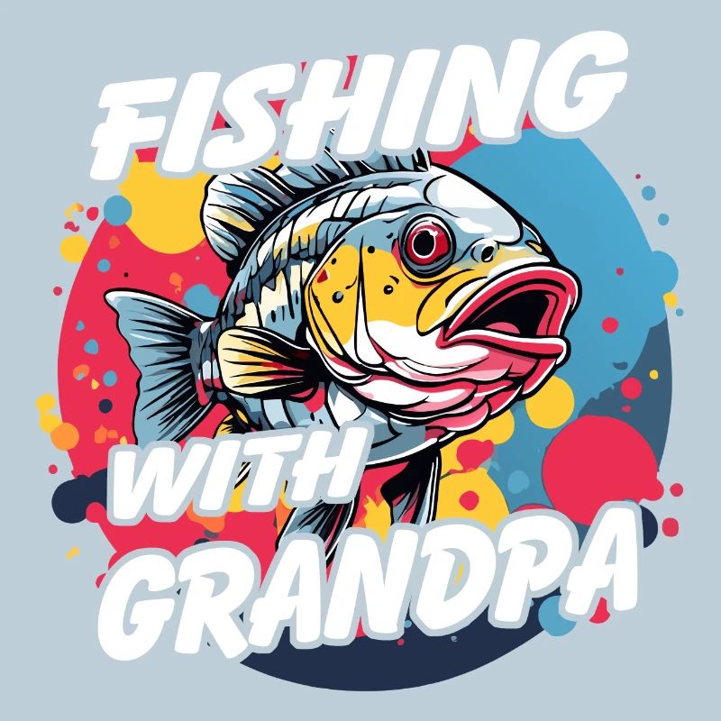 Pêche avec grand-père avec un design de poisson coloré
