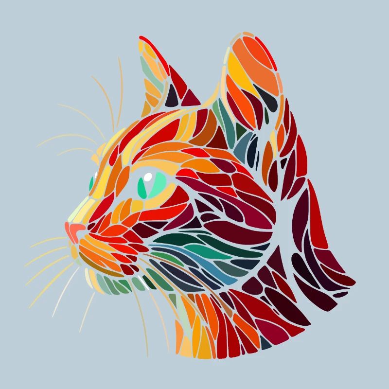 Red cat head geometric art polygons