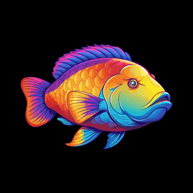 Napoleon Lippfisch Buntes Kawaii Cartoon Meerestier