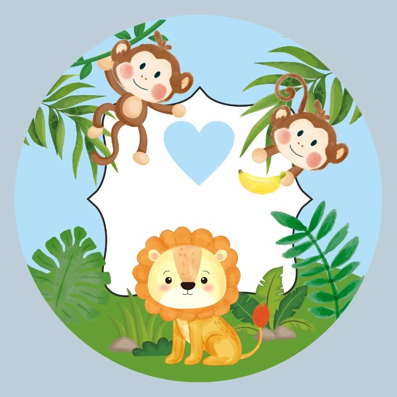 Amitié - Petits singes et lion