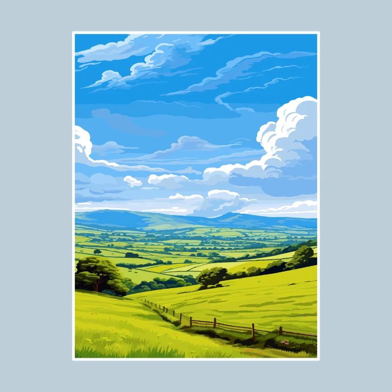 Shropshire Hills Aonb Affiche de voyage Souvenir WPA